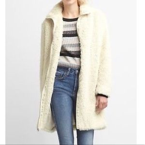 Gap Faux Sherpa Long White Jacket Small
